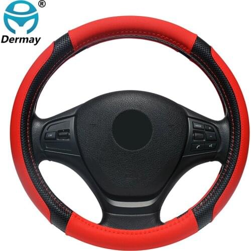 DERMAY 2019 New Car Steering Wheel Cover Massage Design micro fiber Leather 5 Colors M size fit outer Diam 37-38cm Non-slip