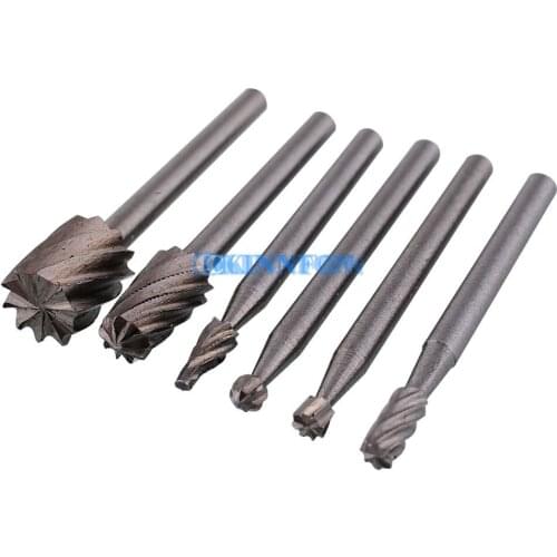 DHL 200Set x6pcs HSS Routing Router Grinding Wood Milling For Rotary Files Set Tool