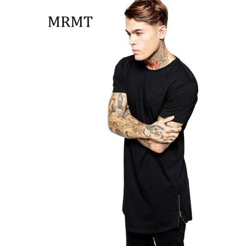 MRMT 2021 long t shirt Men Hip Hop Black t-shirt Longline Extra Long tee shirt for male Zipper Tops Over Size Streetwear tshirt