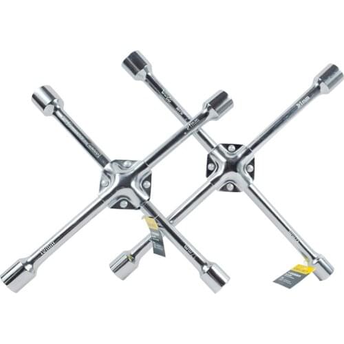 Deli Universal Socket Wrench Cross Wrench 4 Way Wrench Car Repair Tools Tyre Remover Mounting Spanner Chromium-vanadium Steel