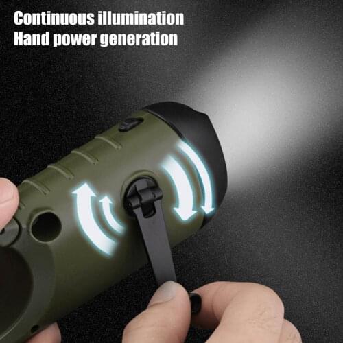 Solar Powered Flashlight Hand Crank Dynamo Rechargeable LED Emergency Light Lamp Powerful Torch For Outdoor Self-defense Camping