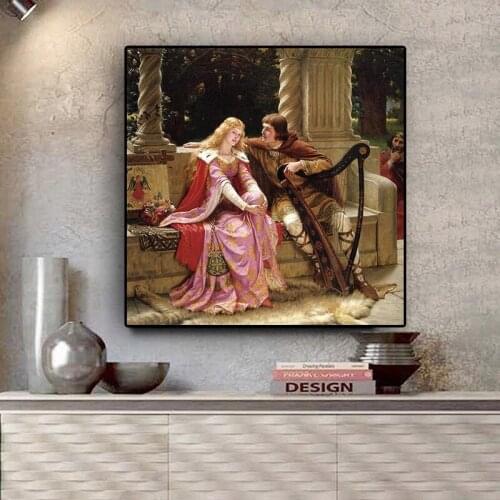 Famous Leighton Tristan and Isolde Canvas Painting Poster Classical Wall Art Picture Living Room Home Decor Cuadros