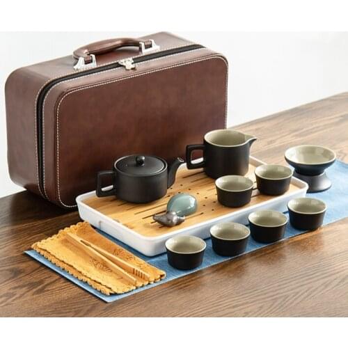 Ceramic Vintage Tea Set Tray Travel Japanese Tea Ceremony Luxury Portable Tea Set Porcelain Office Tazas De Te Teaware DG50TS