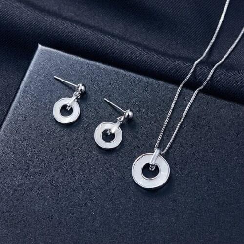 Classic Simple Hollow Round Hoop Pendent Earrings Necklace Set Korean Neck Ear Jewelry Sets for Women Men Girls Gift Wholesale