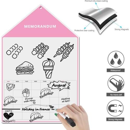 Magnetic Dry Erase Whiteboard Fridge Monthly Calendar Home Office Refrigerator Message Board - Pink