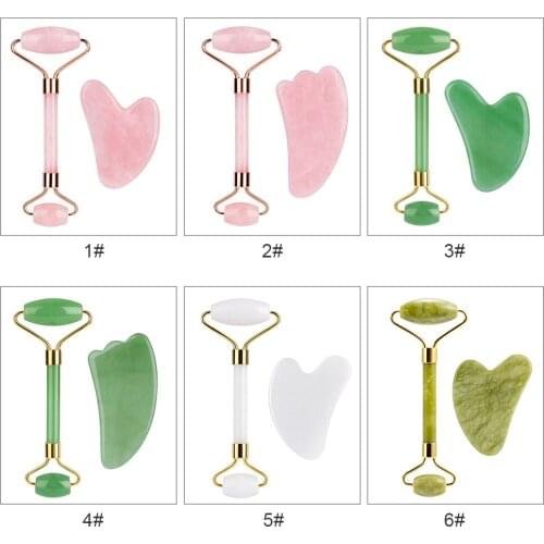 Massager For Face Jade Roller Facial Skin Care Tools Natural Gouache Scraper Body Back Beauty Slimming Massagers Roller Set