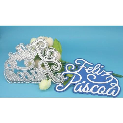 Portuguese Happy Easter Metal Cutting Die, Paper Crafts, Scrapbook, Card Album DIY Decoration Accessories