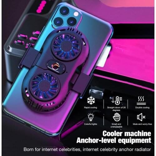 Mini Mobile Phone Cooling Fan Turbo Hurricane Game Cooler Semiconductor Radiator Stretchable Game Pad Holder Bracket Double Fan