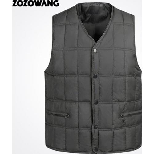 ZOZOWANG 2019 new solid casual fashion thick single breasted vest men pockets v neck keep warm plus size loose waist coat men