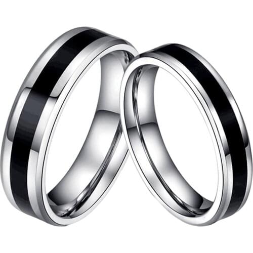 Stainless Steel Wedding Ring Simple Design Couple Union Jewelry 4mm 6mm Width Engagement Ring For Men And Women Exquisite Gift
