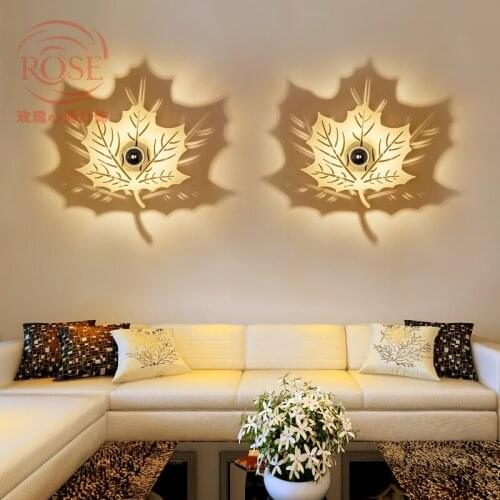 Fallen leaves LED wall lamps creative bedroom aisle wall lamp shadow wall lighting led wood maple decorative wall light ZA82415