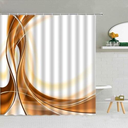 Luxury Golden Geometric Shower Curtain Art Design Creative Stripe Pattern Bathroom Supplies Cloth Decor Curtains Set 3D Printing
