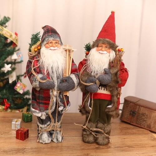 Christmas Decorations High Grade Simulation Santa Claus Doll Window Scene Desktop Ornaments Toys Xmas New Year Children Gift