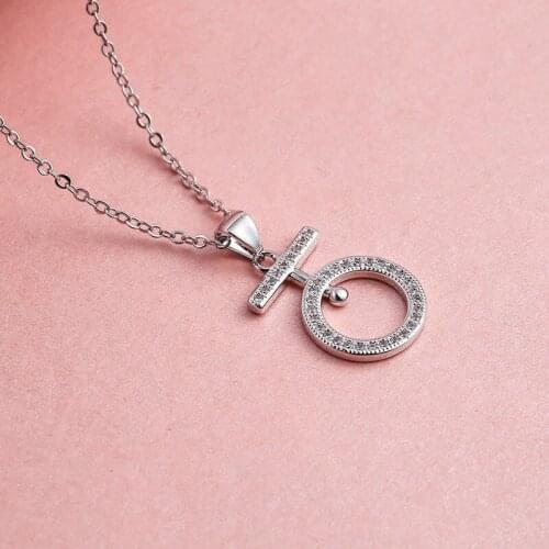 S925 Silver Necklace Pendant Diamond Luxury Office/career Round Women Fine Jewelry Silver Party Fashion Necklace for Women