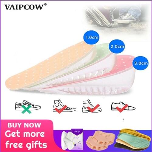 Height Increase Elevator Insoles Pads Soles For Shoes Women Men Silicone Gel Lift Height Increase Shoe Insoles Heel Insert