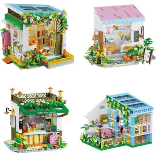 Fairy tale town mini block Disney street view flower Dessert shop Snack Bar studio build brick toy Countryside house nanobrick