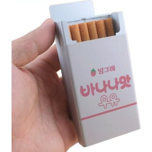 Super adorable creative drink milk tea slender cigarette case Automatic sliding silver aluminum alloy box for men and women