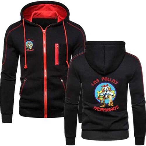 Spring Autumn Breaking Bad Sports Sweatshirt Outdoor Harajuku Hoodies LOS POLLOS Hermanos Zipper Cotton Motorcycle Sweatshirts