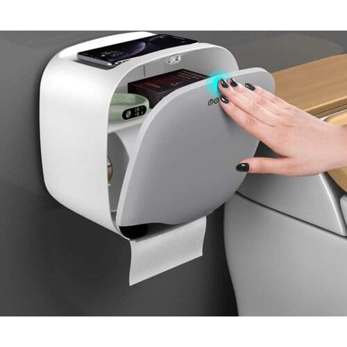 Waterproof All Covered Toilet Paper Holder - Bathroom Paper Roll - Adhesive Hanging Tissue Box Toilet Paper Dispenser with Phone