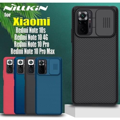 Nillkin Slide Camera Protection Case for Xiaomi Redmi Note 10 Pro Max 10T 10s 5G 4G Nilkin Frosted Shield Soft Textured Fiber