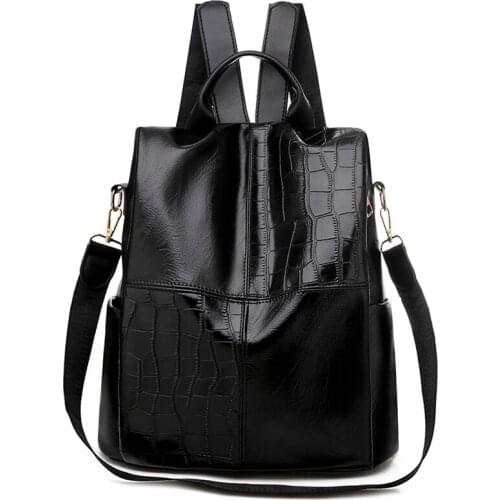 Women Travel Backpack For Teenage Girls Oil Leather Anti Theft Backpack Fashion Bagpack Shoulder Bag Back pack Mochila Feminina