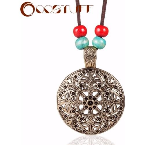 Vintage Woman Jewelry Statement necklaces & pendants Cotton Long Rope Bohemia Round Pendants Necklace for Women collares mujer