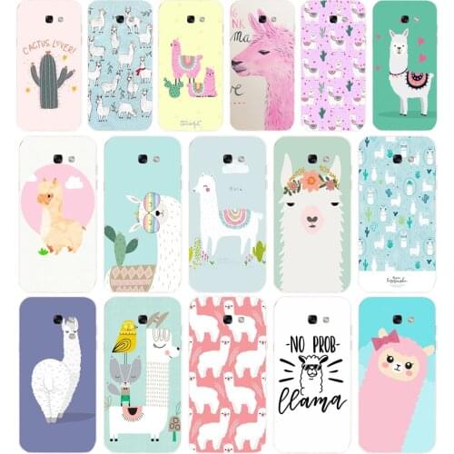 02 Cute Llama Alpaca Animals Soft Silicone Tpu Cover phone Case for Samsung Galaxy A5 2015 2016 A7 2017 A8 Plus A9 2018 A80