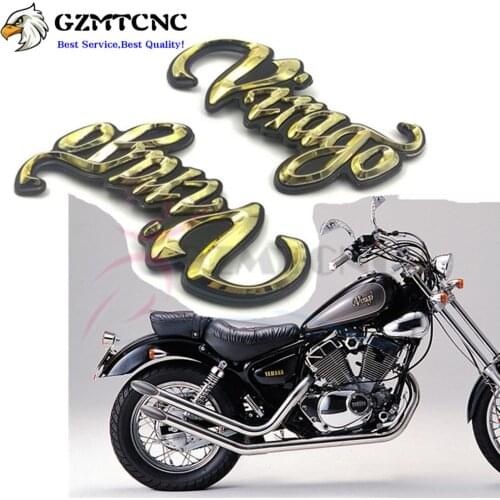 1 Pair 3D Gold Motorbike Gas Fuel Oil Tank Decals Stickers Motorcycle Emblem Badge for Yamaha Virago XV125 250 400 535