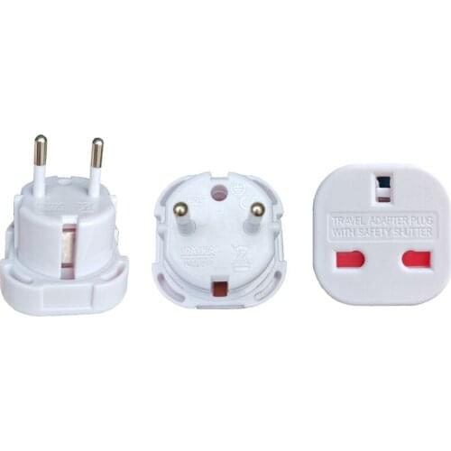 2 Pins EU To UK Plug International Electrical Adaptor Travel Socket Adapt AC Power Charger Converter With Safety Shutter 16A