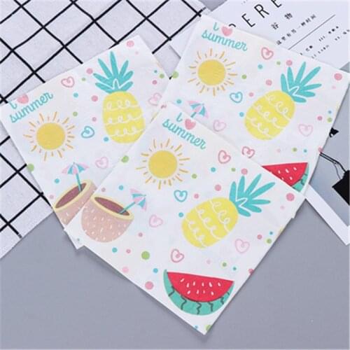 20Pcs/Lot 2layer Pineapple Watermelon Fruit Napkins Paper for Wedding Decortion Party Beautiful Decoupage Decorated