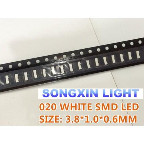 4000PCS 020 White 3806 3810 Side View SMD/SMT Original SMD led side view 020 white LED lamp light 1800-2500MCD 3.8*1.0*0.6mm