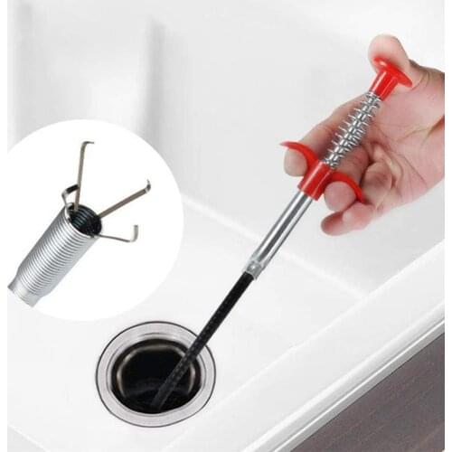 61.5cm Flexible Sink Claw Pick Up Kitchen Cleaning Tools Pipeline Dredge Sink Hair Brush Cleaner Bend Sink Tool With Spring Grip