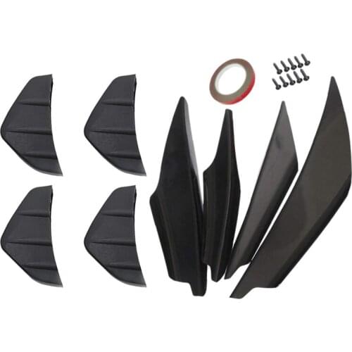 8 Pcs Universal Car Rear Bumper Lip Diffuser Shark Fin Style Car Back Bumper Spoiler Lip Splitter