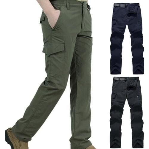 80%HOTMen Outdoor Climbing Hiking Multi-pockets Solid Color Quick Dry Tactical Pants
