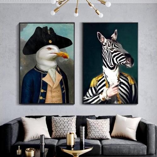 Abstract Zebra in Military Uniform Canvas Paintings On the Wall Art Posters And Prints Funny Art Animals Picture Home Decoration