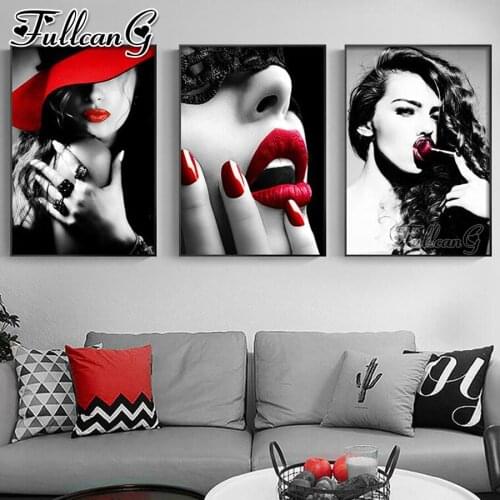 FULLCANG 5d diy diamond embroidery sale sexy woman painting triptych full square round drill girl wall decoration FC3615