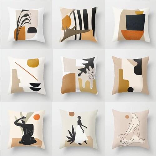 Nordic Style Abstract Geometric Ultra-short Velvet Pillowcase Home Fabric Sofa Cushion Pillow Office Car Cushion Pillowcase