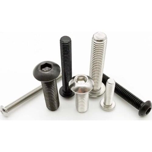 10/50pcs M2 M2.5 M3 M4 M5 M6 304 A2-70 Stainless Steel Black grade 10.9 ISO7380 Hexagon Hex Socket Head Button Allen Bolt Screw