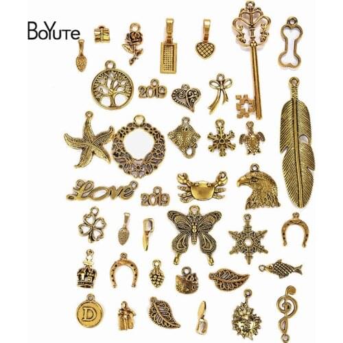 BoYuTe (50 Gram/Lot) Metal Alloy Antique Gold 39 Styles Mix Pendant Charms Diy Hand Made Jewelry Accessories Wholesale