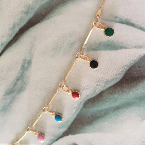 Lovely Gold Color Star With Colorful Enamel Small Charm Decorated Bracelet Anklet For Women Girl Elegant Trendy Cute Jewelry