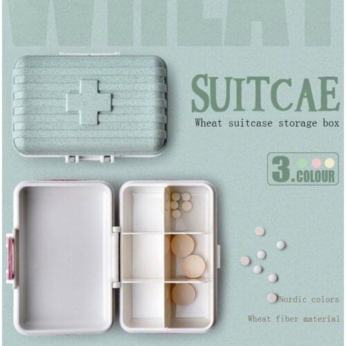 Creative Suitcase Pill Box Storage Case Mini Pill Container 6 Grids Medicine Box Portable First Aid Kit Shape Travel Pill Case