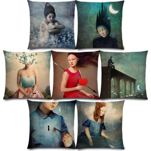 New Elegant Lady Cute Girl Shakespeare Imagine Fantasy Oil Painting Dreamy Feeling Fable Fate Cushion Cover Pillow Case