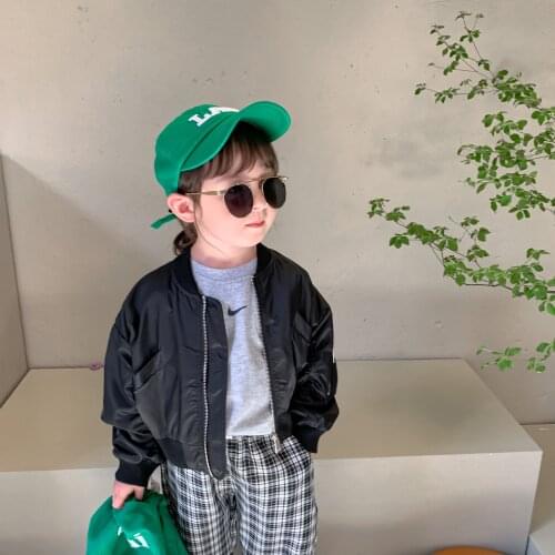 Childrens Baseball Uniform 2021 Autumn New Zipper Fashion Coat Girls and Boys Sports Style Solid Color Casual Long Sleeve Top