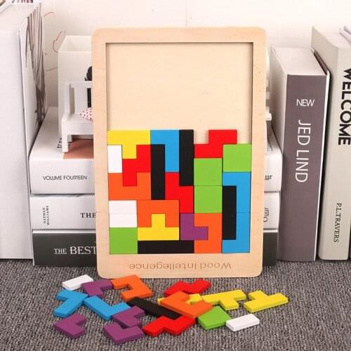 Children Tetris Wooden Jigsaw Board Toys Early Educational Wood Toys for Kids Puzzle Baby Children Boys Girls Birthday Gift