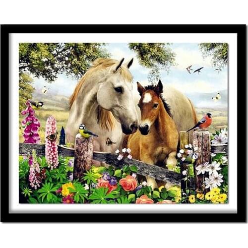 Diy Diamond Painting Horse And birds Full Square Diamond Embroidery animals Cross Stitch Rhinestone Painting