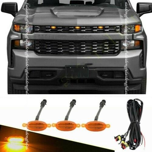 For Chevrolet Silverado 2016-2021 LED Car Front bumper Grille LED Amber Light Raptor Style Light Kit Decor W/ Wire Speed