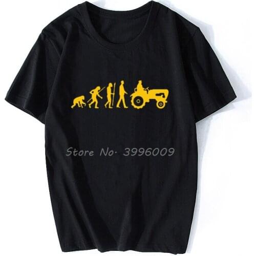 Evolution Born To Farm Tractor T-shirt Funny Birthday Gift For Farmer Dad Father Husband Men Summer Short Sleeve Cotton T Shirts