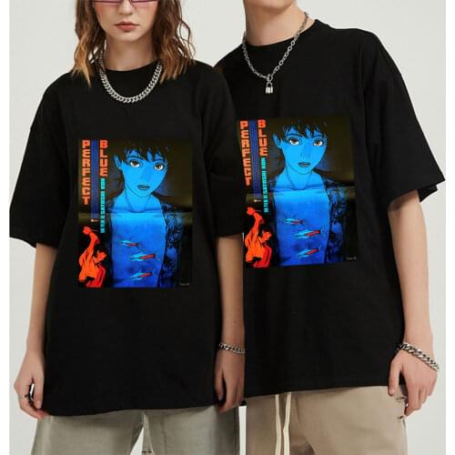 Perfect Blue T Shirt for Men 100% Cotton Crazy T-Shirt Crew Neck Satoshi Kon Anime 1997 Tees Short Sleeve Tops Gift Idea