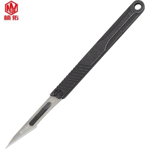 EDC Outdoor Pocket Tool Titanium Alloy Straight Shank Scalpel Mini Utility Knife Portable Outdoor Small Straight Knife