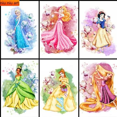 Disney Cartoon Princess Girl 5D DIY Diamond Embroidery Mosaic Diamond Painting Round Daimond-Painting Kid Gift Home Decor